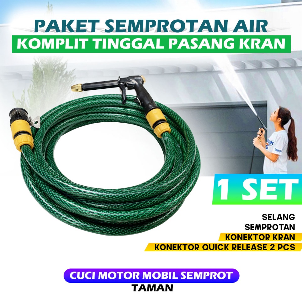 Super Promo Paket Komplit Semprotan Water Gun New Pistol Semprot Taman Steam Cuci Mobil Motor  Tingg