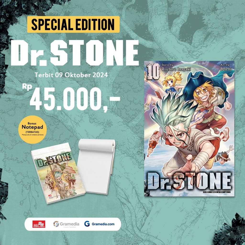 Komik Dr. Stone 10+Free Notes [Selama Persediaan Masih Ada]
