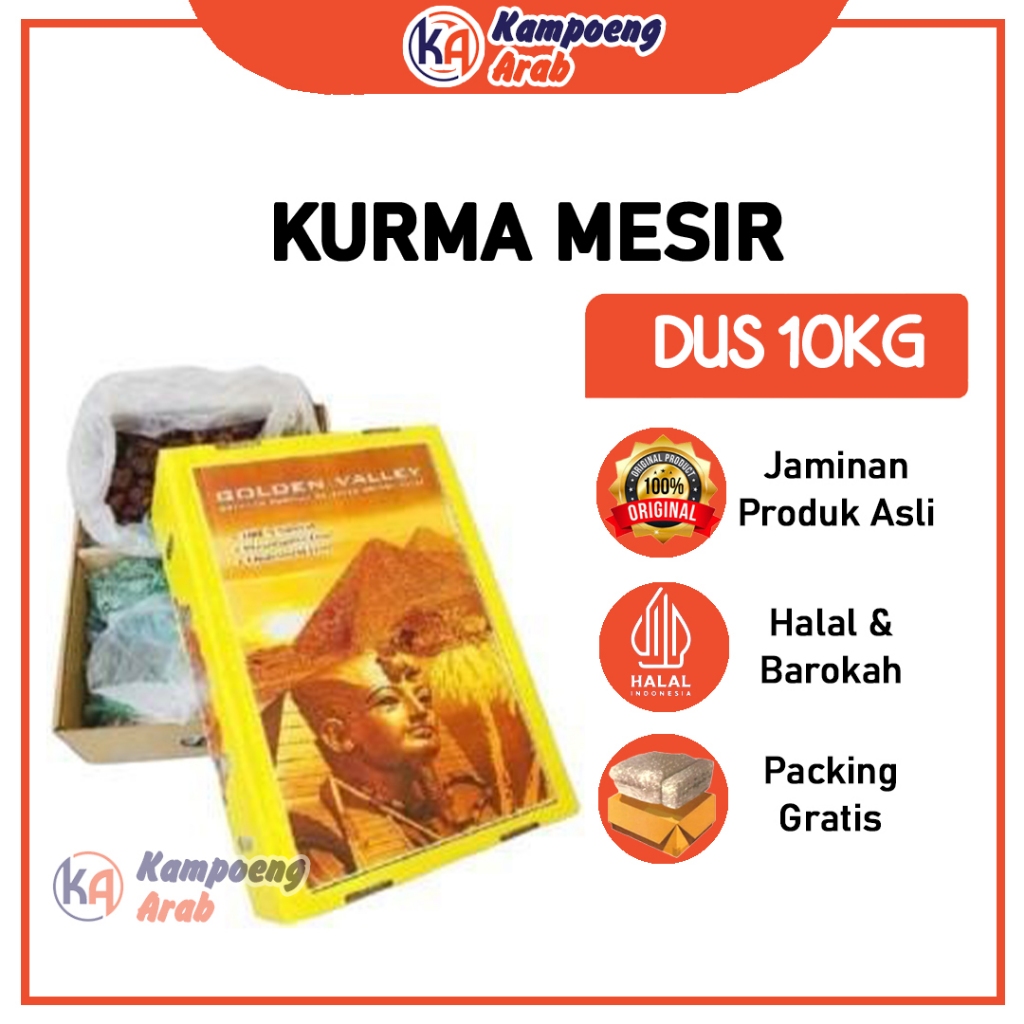 

KURMA MESIR MADU DUS 10KG Golden Valley Gizza BPOM Kualitas Premium Fresh