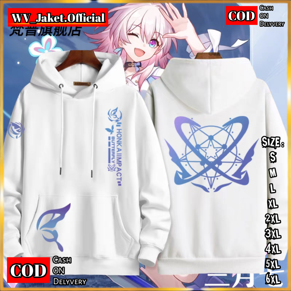 WareVisible Jacket Hoodie Pullover HONKAI BUTTERFLY  Oversize Korean Style Unisex Jacket Fleece