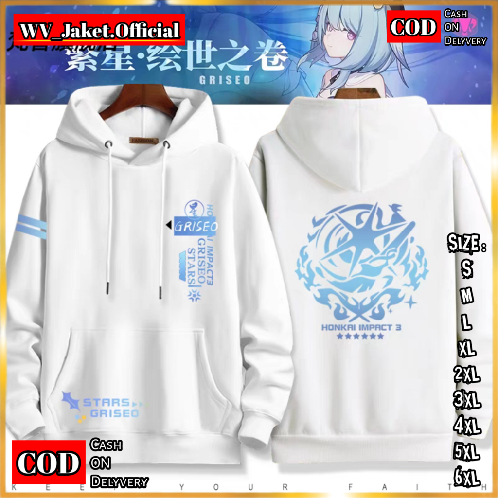 WareVisible Jacket Hoodie Pullover HONKAI GRISEO Oversize Korean Style Unisex Jacket Fleece