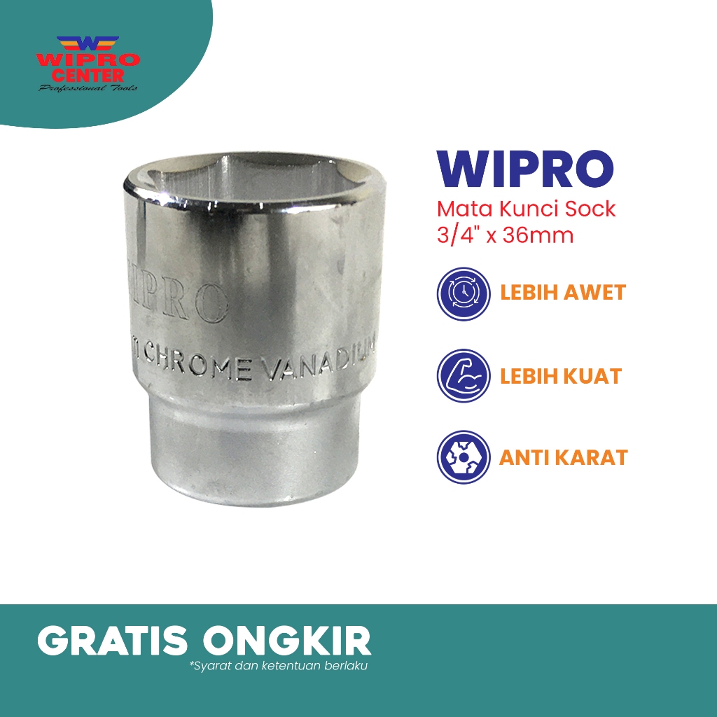 Mata Kunci Sock Wipro 3/4" x 36mm Mata Sock Wipro