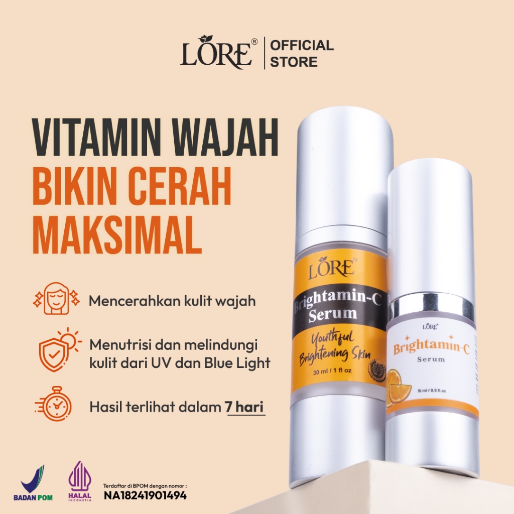 LORE Brightamin C Serum - Glowing Serum Vitamin C Pencerah Wajah Penghilang Flek Hitam di Kulit