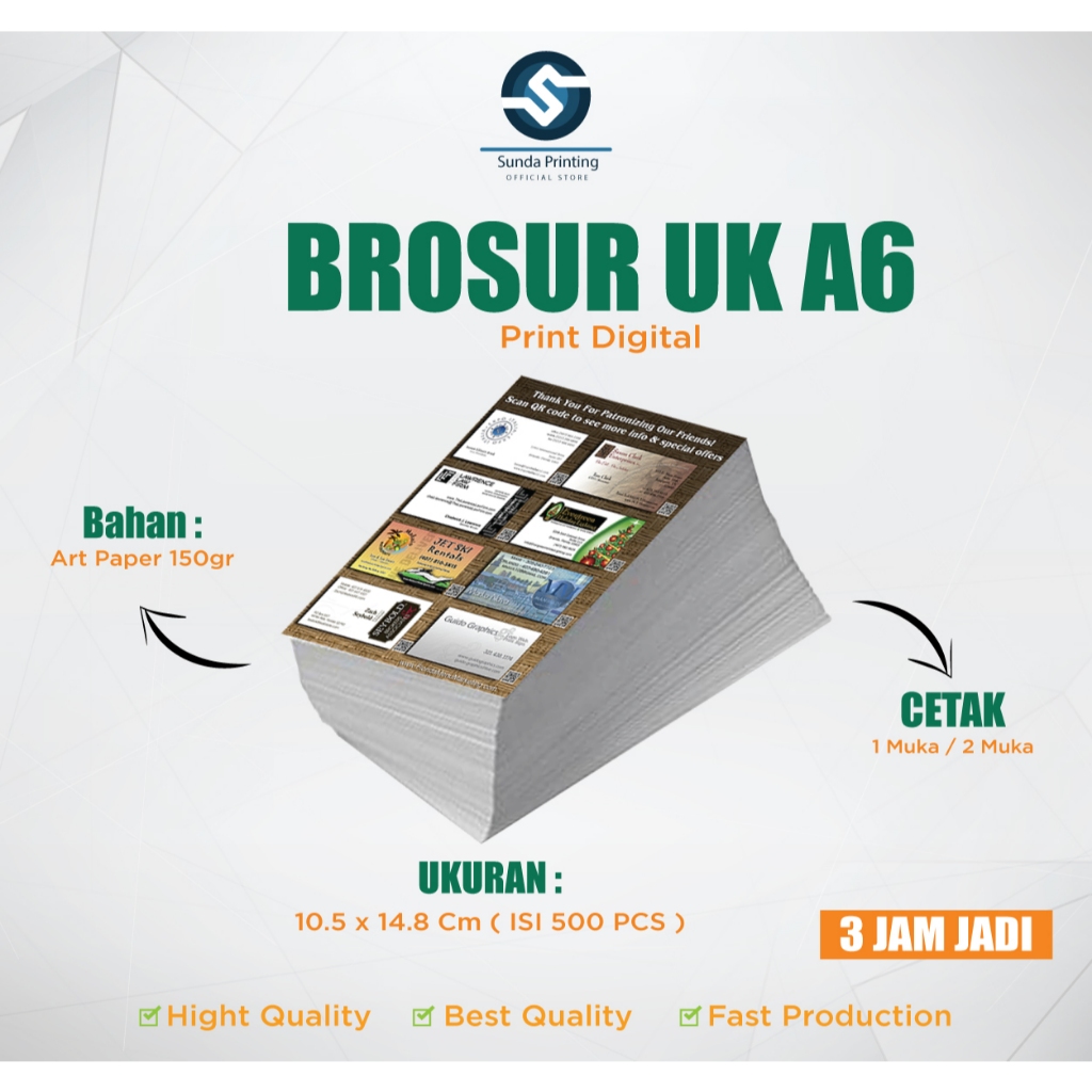 

BROSUR ART PAPER 120 / 150 GR UKURAN A6 ( 500PCS )