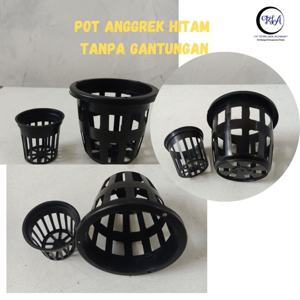 POT ANGGREK TANPA GANTUNGAN HITAM CLINK KUAT TEBAL UKURAN 5 dan 10/ POT BUNGA GANTUNG POT PLASTIK