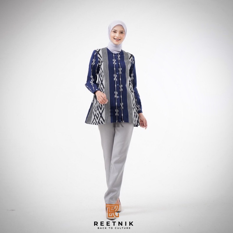 Blouse Tenun Wanita Kemeja Tenun Wanita Outfit Kantor