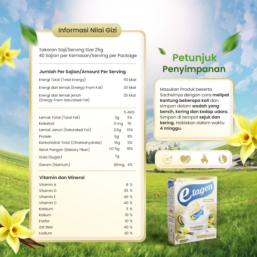 

DA ETAGEN SUSU COLLAGEN Kolagen Milk Merawat Kulit & Wajah Rasa Vanila 200gr