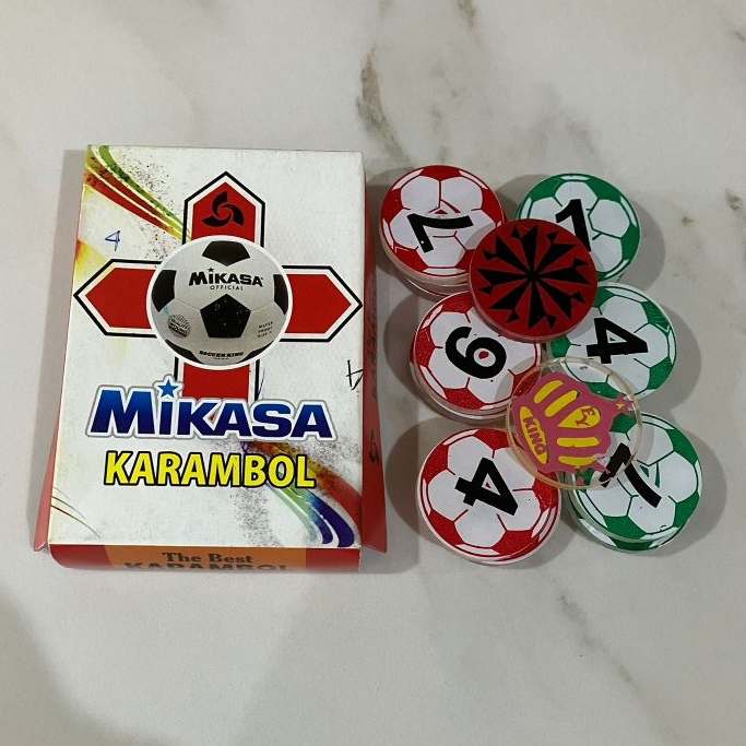 Biji Karambol Tebal 4 mm Motif Mikasa / Random | Koin Krambol Satu Lapis Original | Keping Kerambol 