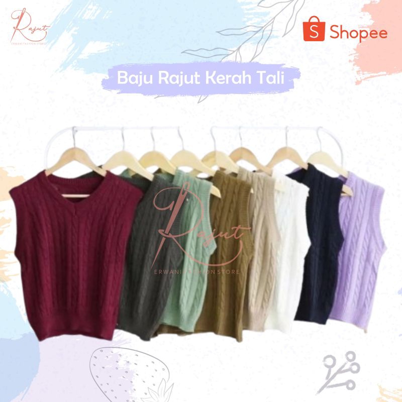 Cable Vest Rompi Rajut Polos Model Tali Kepang Knitwear Wanita Premium Tebal Honey Vest