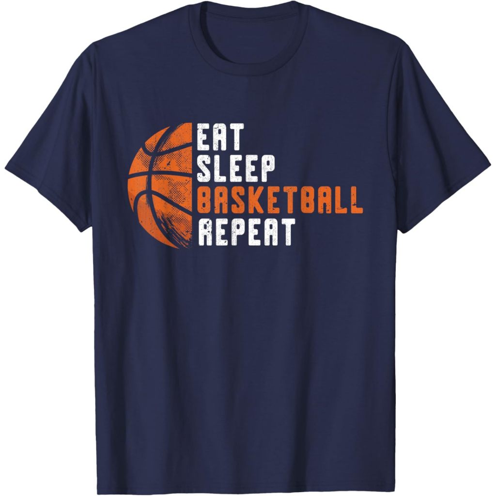 Baju Dewasa Basketball Coach Eat Sleep Basketball Repeat Basketball T-Shirt Fashion Pakaian Atasan K