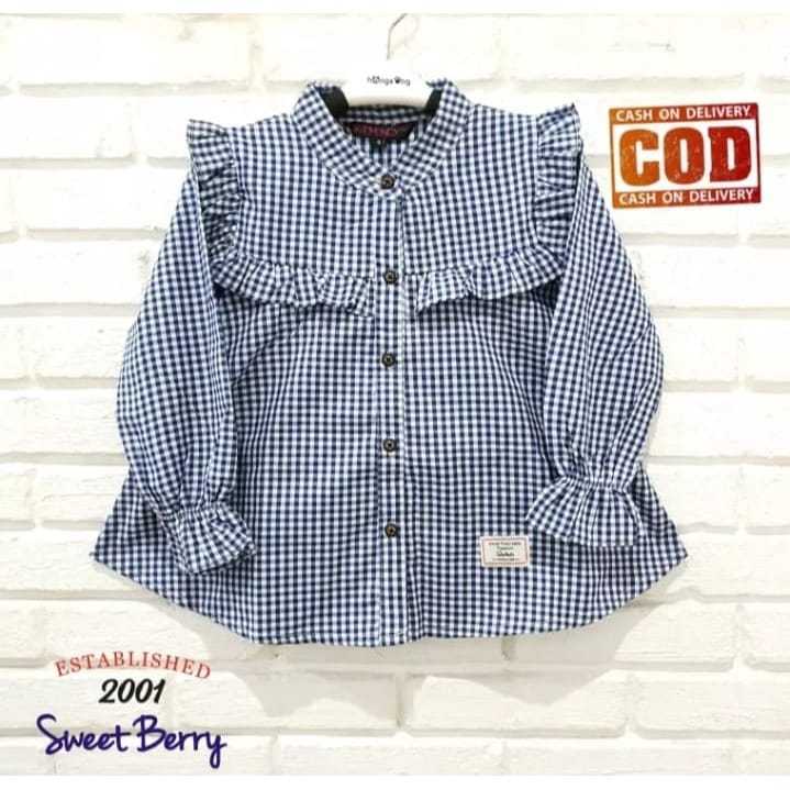 kemeja anak perempuan motip kotak-kotak korean syle terbaru / blus anak perempuan 3-10 thn