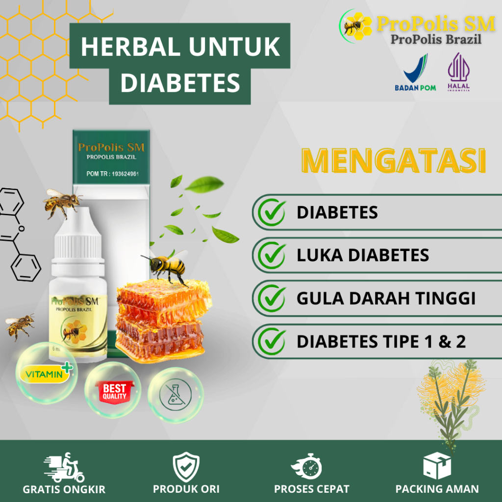 Obat Diabetes, Luka Diabetes, Diabetes Kering, Diabetes Basah, Penyakit Gula Dengan Propolis SM