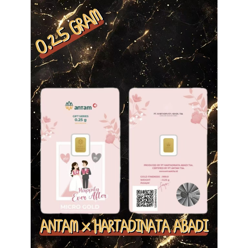 Gold Logam Mulia Antam Press ( LM ) 0.25Gram 0.25GR Wedding Love 0.25 Gram