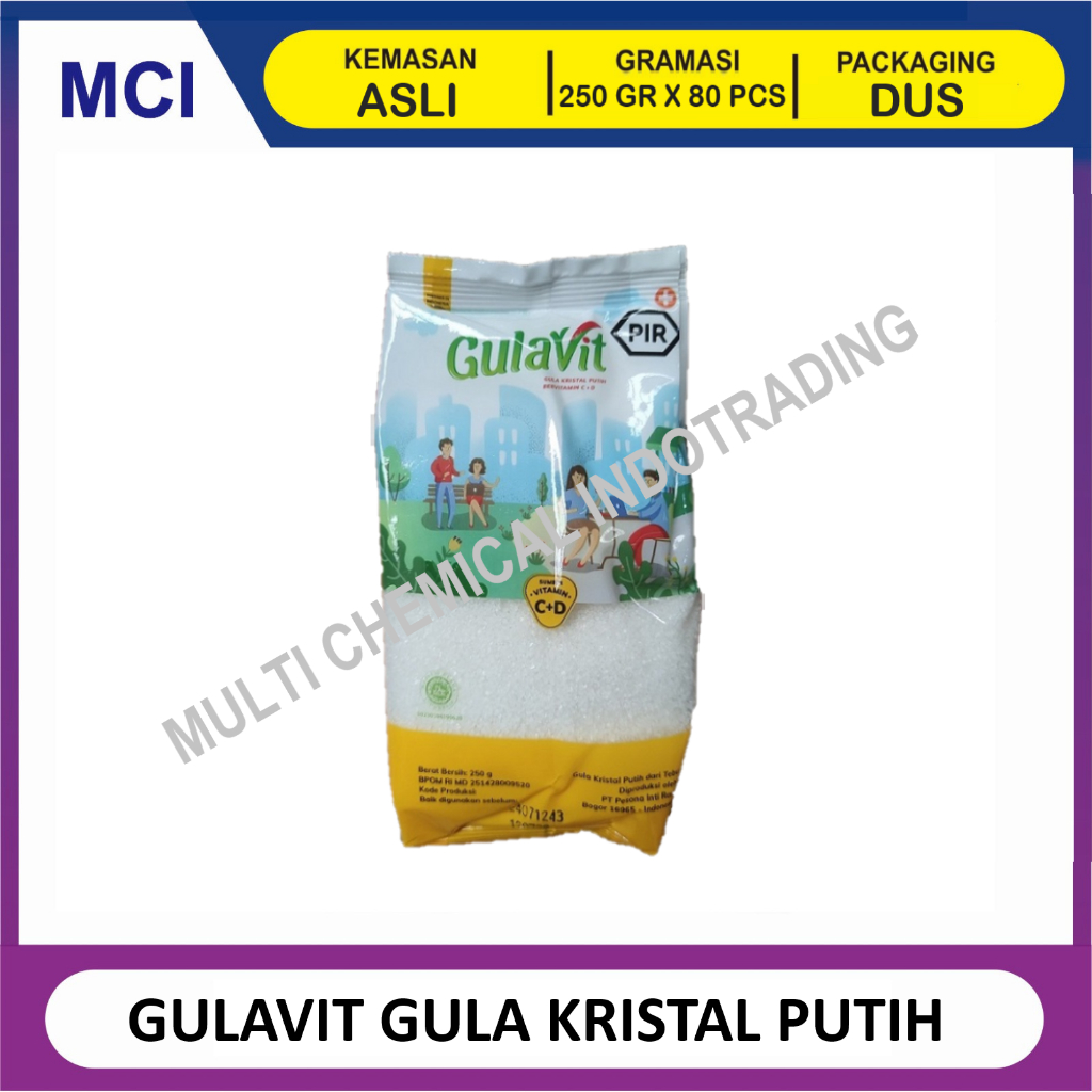 

GULAVIT GULA KRISTAL PUTIH 250 GR - 1 DUS 80 PCS / GULA PASIR / GULA KRISTAL