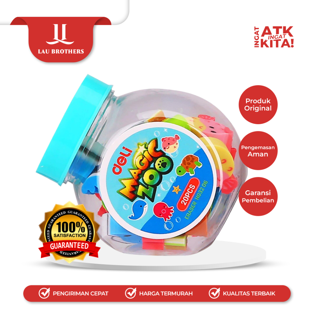 

DELI PENGHAPUS/ ERASER MAGIC ZOO EH03206 (1TOPLES/ 20PCS)