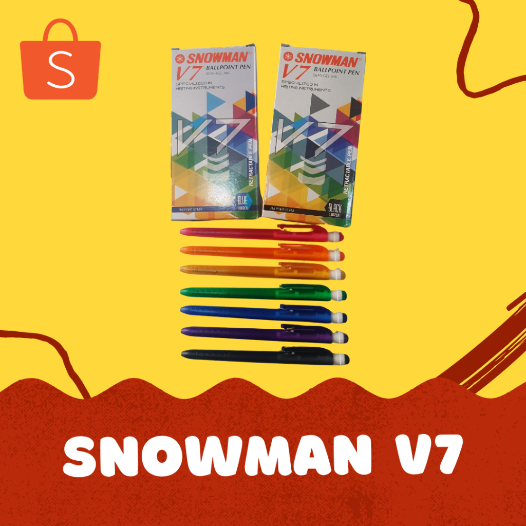

Pulpen / Bolpoin Snowman V7 Warna Hitam, Biru, Merah
