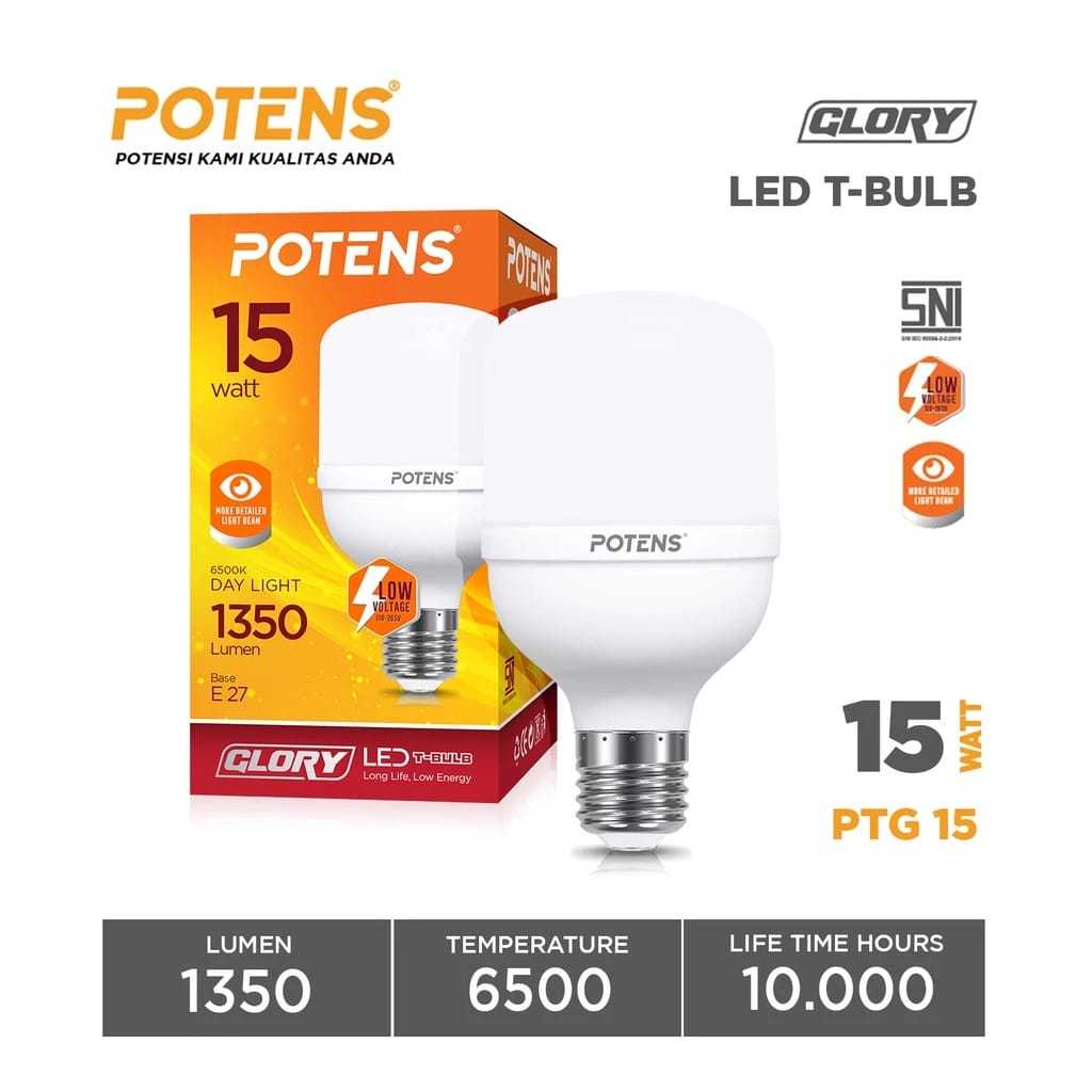 Potens Lampu Led 15 Watt  bohlam Putih Kapsul Garansi 1 Tahun