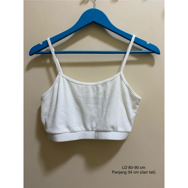 Preloved (PL) - Ecinos Spaghetti Tanktop Crop Putih / White Tank Ribbed Crop