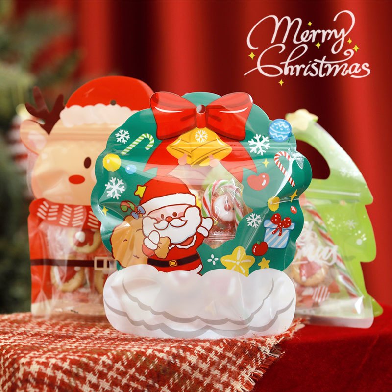 [ZIPLOCK NATAL] TEBAL Plastik ZIPLOCK Packaging permen kue cookies Hampers Natal/ Christmas Cookies 