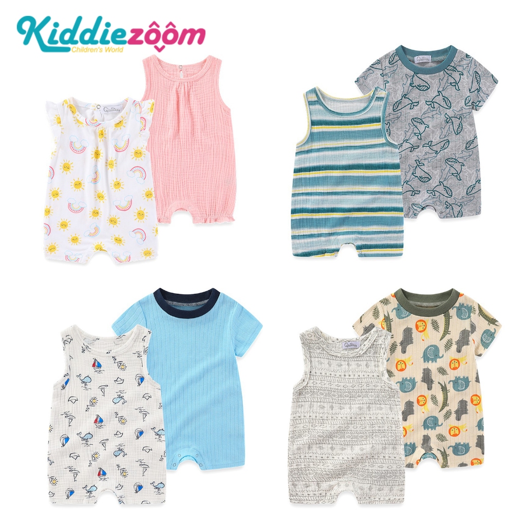 Pakaian Bayi-Pakaian Bayi Lanjut-2 Potongan-Pakaian Suspender Bayi-0-12 bulan-Dinosaurus Mencetak Pa