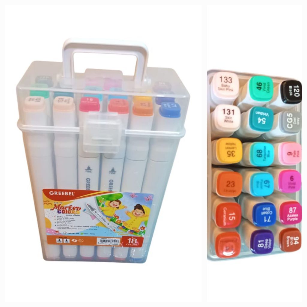 

Spidol 2 kepala greebel 18 warna