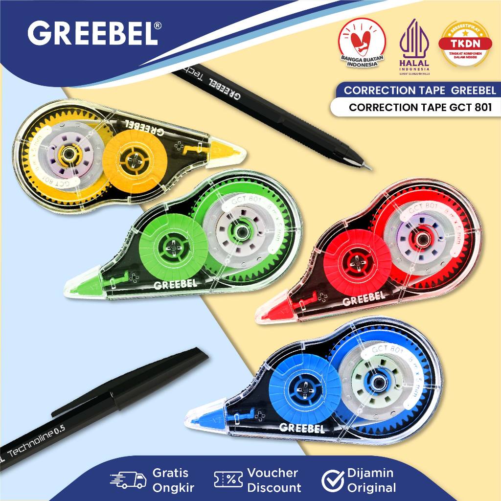 

GREEBEL Correction Tape GCT-801 / Tip Ex Kertas Roll Pita Koreksi Pulpen