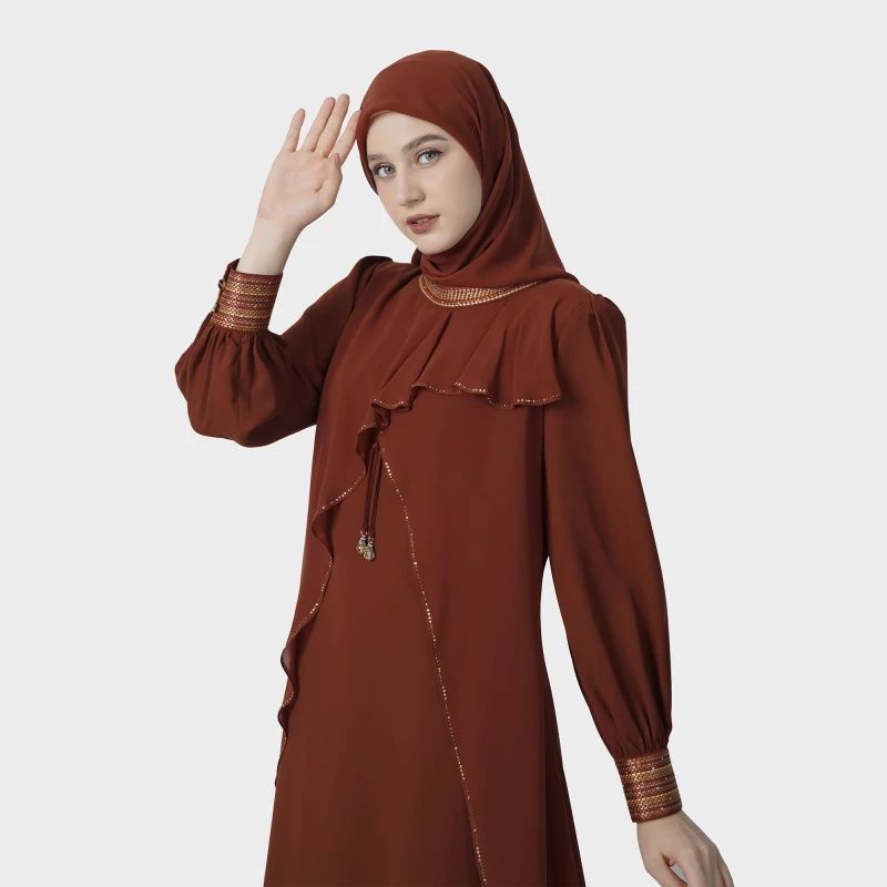Hikmat A4122 Abaya Warna Brown,White