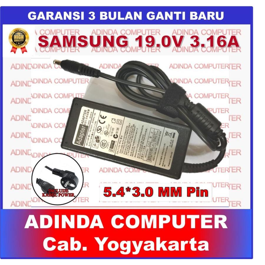 Adaptor Charger Samsung 19V 3.16A 5.4 x 3.0 PIN
