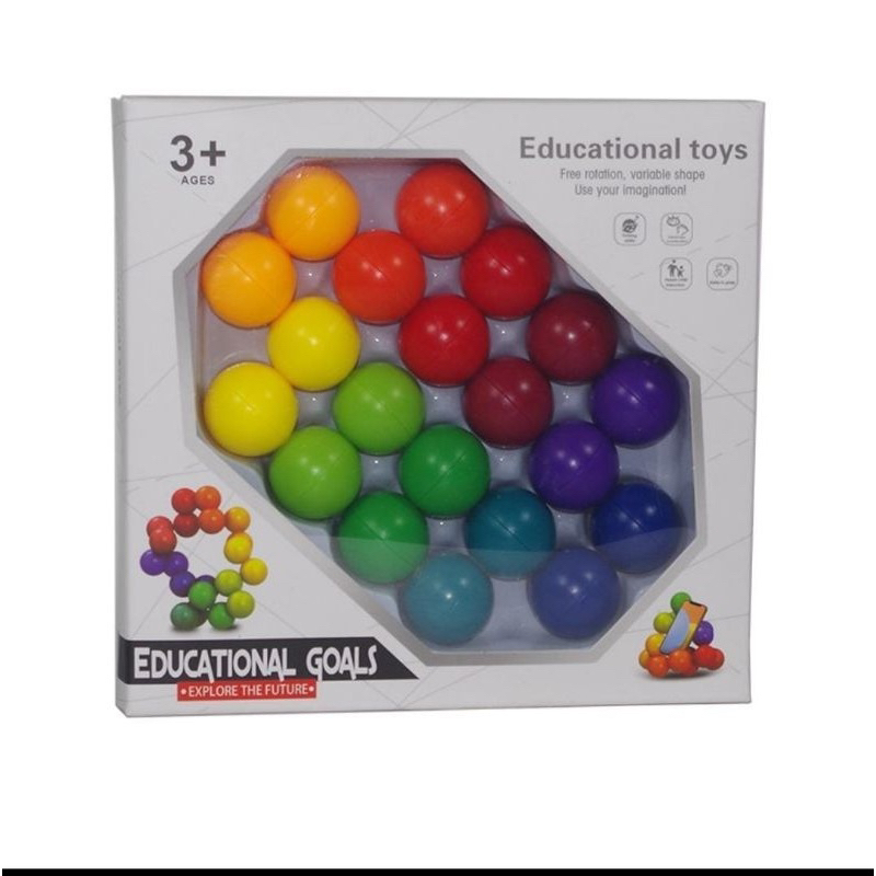 Mainan Anak Geetoy Mainan Edukasi Anak Puzzle DIY Mainan Puzzle Ball 3D Mainan Puzzle Ball Rainbow M