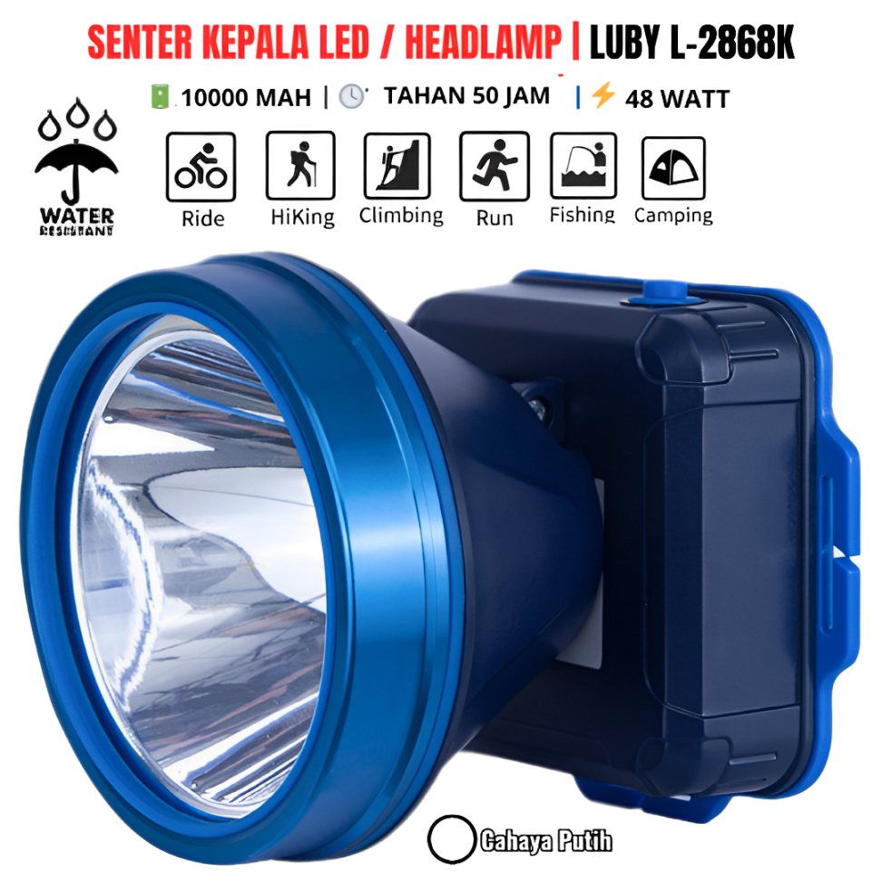 Promo Headlamp Atau Senter Kepala Luby Tipe L-2868 | Senter Kepala Luby L-2868k / 2868l Kuning - Put