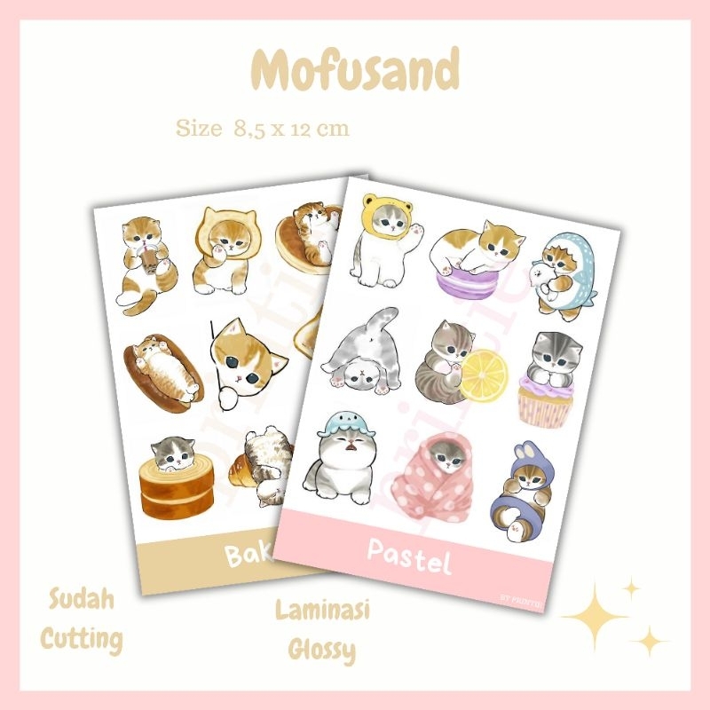 

[1 lbr] kisscut stiker sheet tema mofusand pastel & bakery