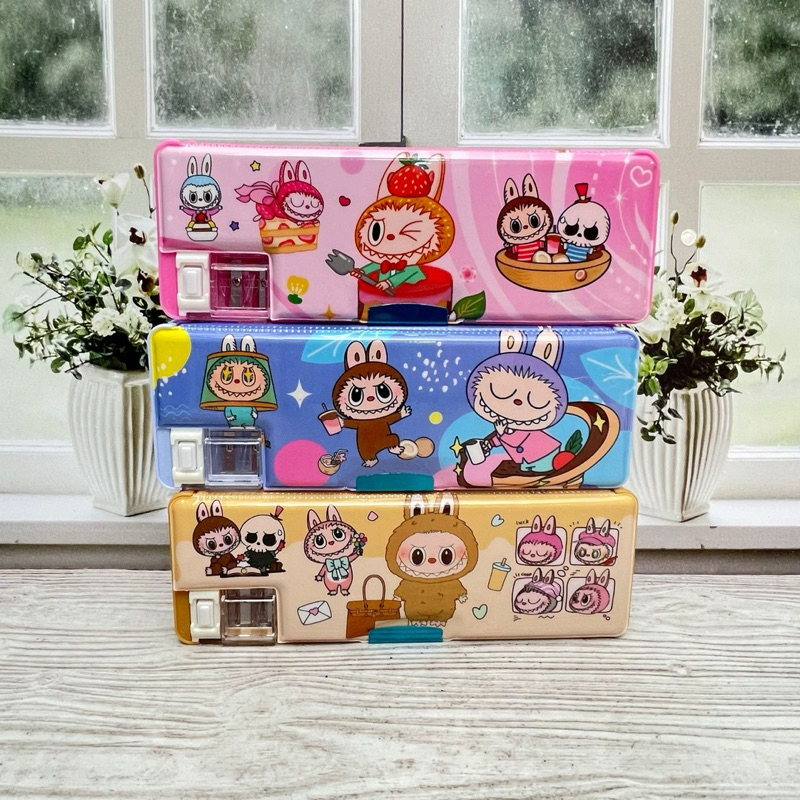 

kotak pensil magnet rautan labubu pencil case cute high quality besar muat banyak anak tk paud gemoy bagus fungsional atk stationery affordable murah 2in1 tempat pulpen