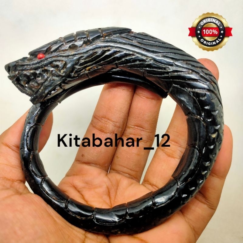 Gelang Akar Bahar Hitam Asli Full Ukir Naga Super Original 100%