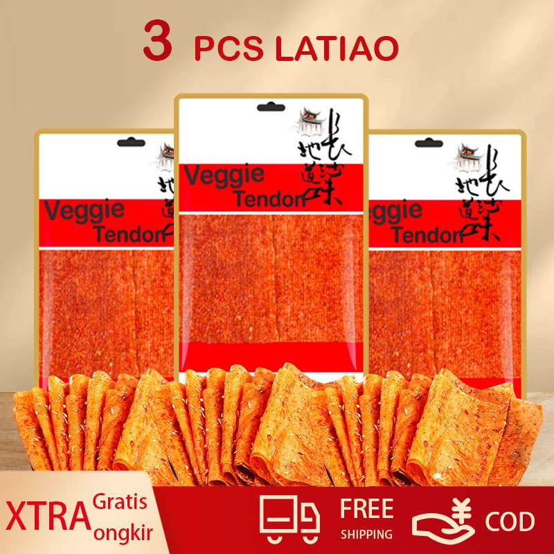 

Latiao Busy Snack - [3 pcs] [HALAL] Gluten Latiao Snack a Vegetarian Food | Gluten Chinese Snack Kembang Tahu veggie tendon