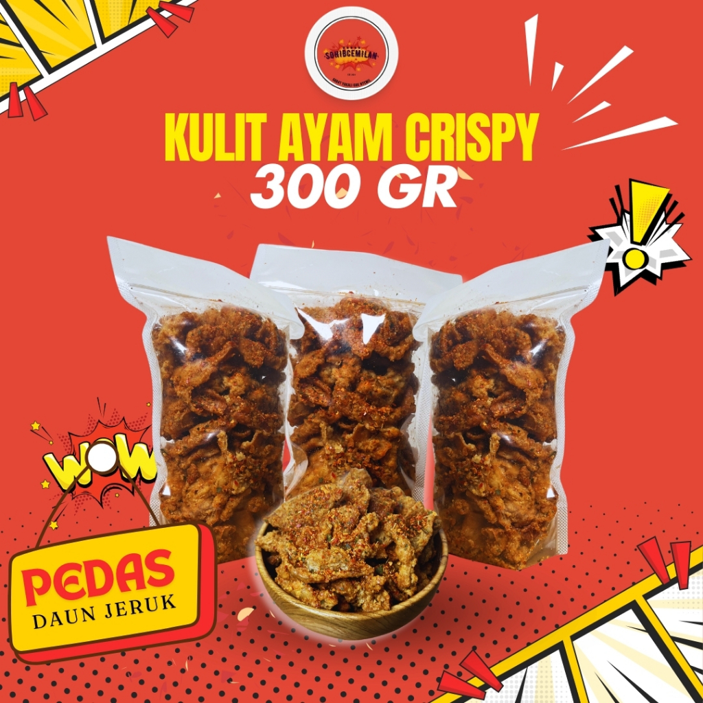 

Keripik Kulit Ayam Crispy Pedas Daun Jeruk 300gr