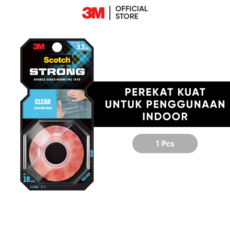 

ART G3R4 3M Scotch Double SidedMounting Tape Menahan hingga 33kg 1 pc Transparan Untuk pengunaan dalam ruangan