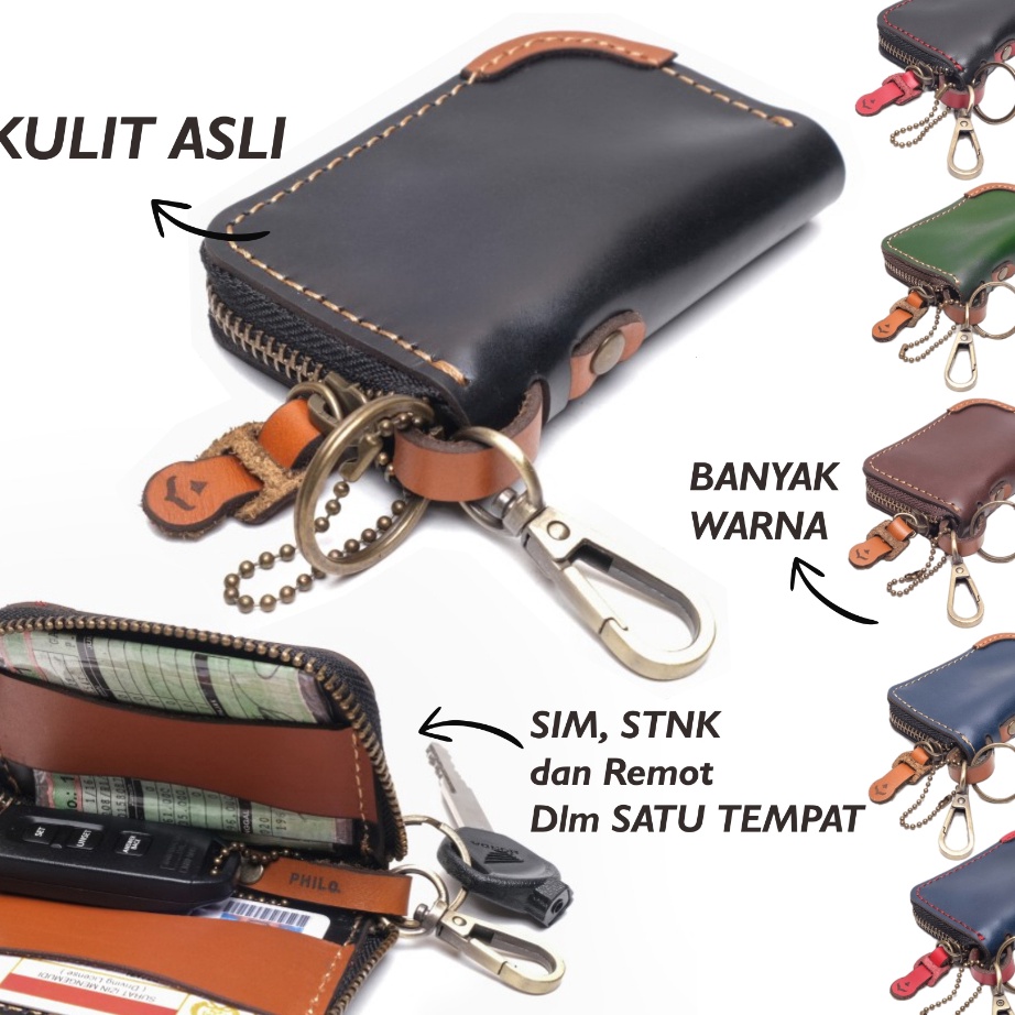 Dompet STNK kulit asli Motor Mobil Gantungan Kunci Keyless