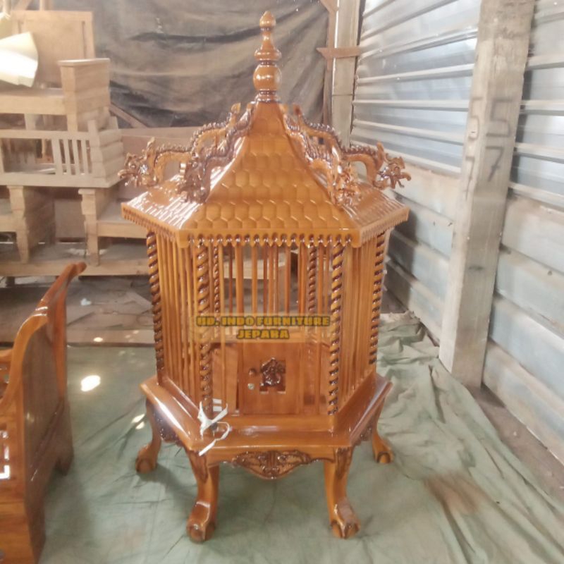 Kandang ayam ukir Jepara - Kandang burung hias bahan kayu jati mebel jepara