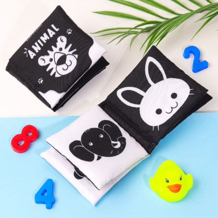 Mainan Bayi Buku Bayi Newborn Mini Kontras Hitam Putih