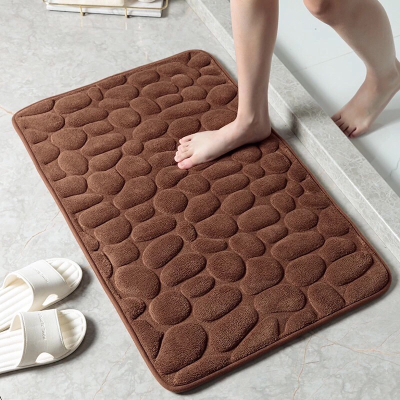 Keset Kaki Anti Slip Motif Batu & Kaki / Bahan Memory Foam Menyerap / Kualitas Bagus / Keset Kamar M