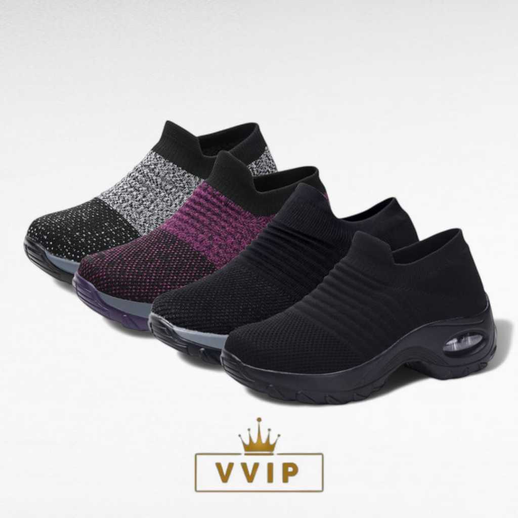 VVIP Sepatu Wanita Sneakers Slip On Elastis Ringan Basic Olahraga Jogging Premium 1839
