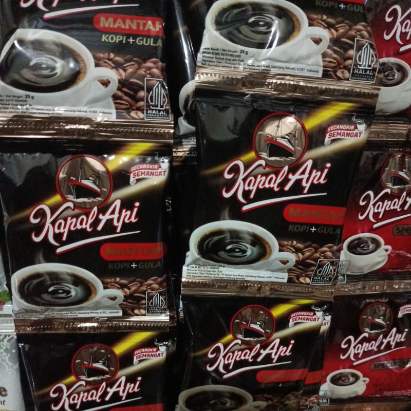 

kopi hitam kapal api rasa mantap kopi +gula paket hemat 4 renteng isi 40 pcs