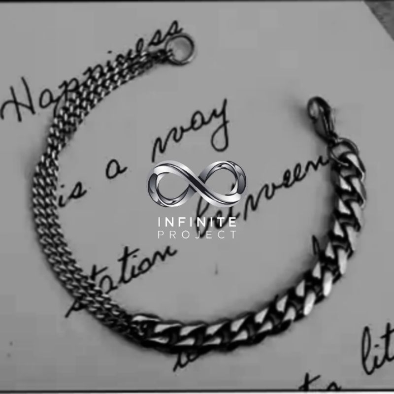 Gelang Titanium Model Kombinasi Rantai Kecil dan Rantai Besar-Anti Karat-Unik untuk Pria & Wanita