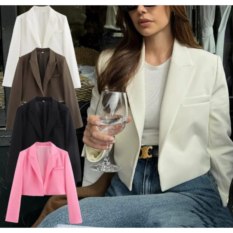 JAS BLAZER CHROP WANITA STYLE KOREA/JAS BLAZER CHROP TERBARU/JAS BLAZER WANITA CASUAL/