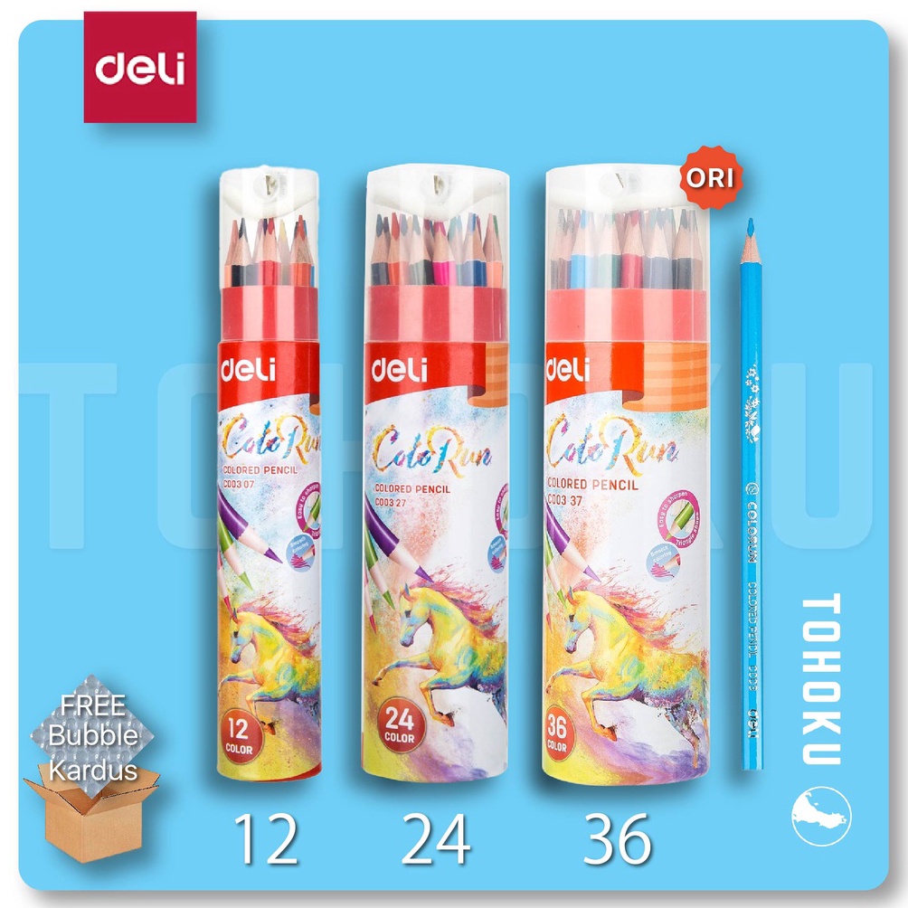

ART F2N9 Deli Pensil Warna Tabung 122436 Warna dengan Bonus Rautan Pensil pada box EC37