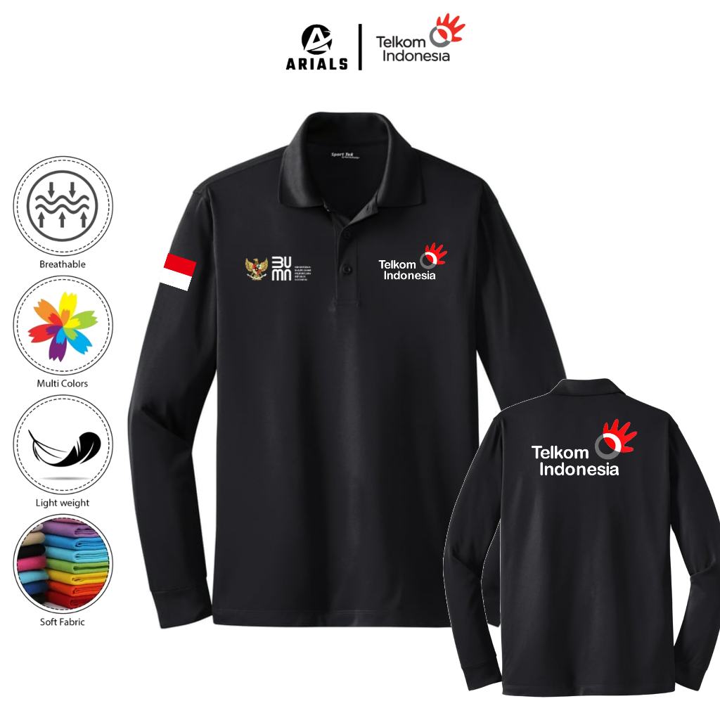 Arials Polo shirt Baju Kaos Kerah Lengan Panjang Telkom Indonesia BUMN