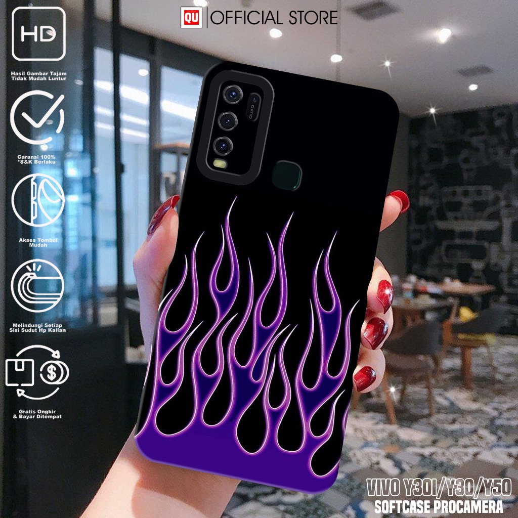 Case VIVO Y30 Y30i Y50 - Casing Hp VIVO Y30i Y30 Y50 Motif FIRE - Softcase Hp - Silikon Hp Y30