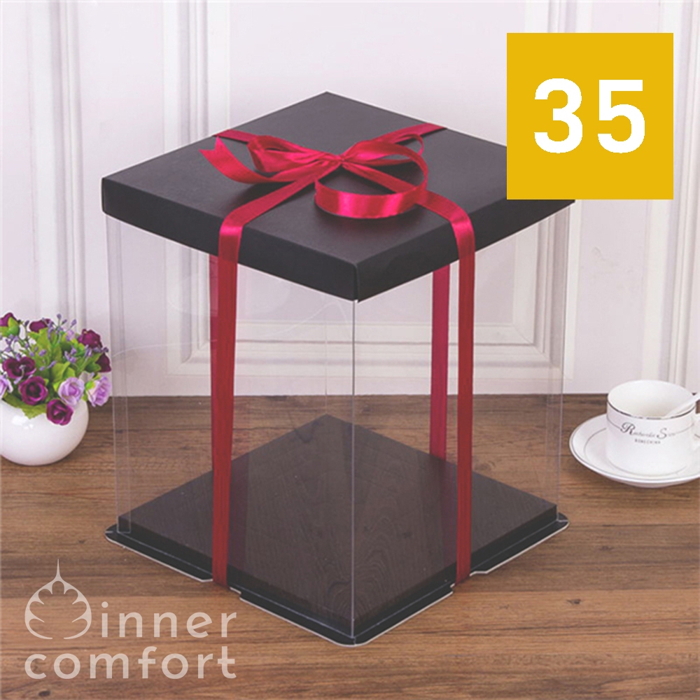 

Kotak Kue / Giftbox Square / Segi Empat Transparan Mika Bening 35 cm