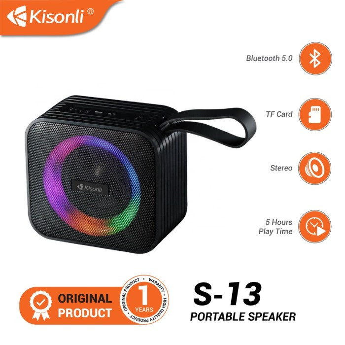 KISONLI Speaker S13 Bluetooth 5.0 8W RGB Light Rhyme Garansi Resmi 1