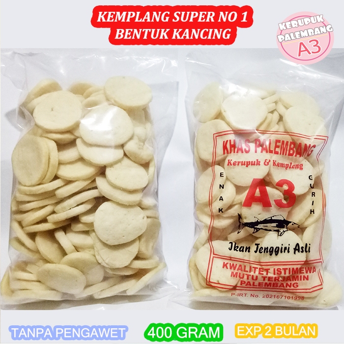 

KEMPLANG IKAN TENGGIRI SUPER BENTUK KANCING ASLI PALEMBANG 400GR